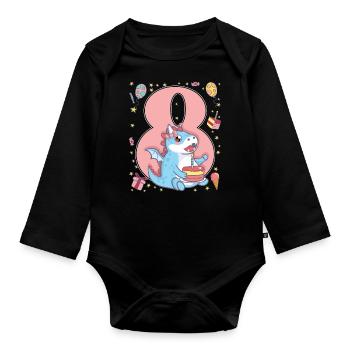 8e anniversaire - Body Bébé bio manches longues - noir - Devant