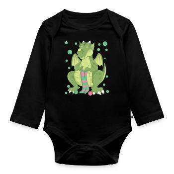 dragon - Body Bébé bio manches longues - noir - Devant