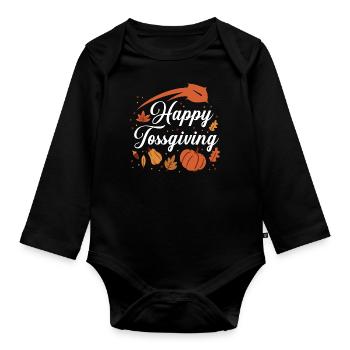 Cornhole Team Bean Bag Player - Baby Bio-Langarm-Body - Schwarz - Vorne