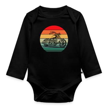 Motorcycle bike motor bike vintage retro design - Organic Longsleeve Baby Bodysuit - black - Front