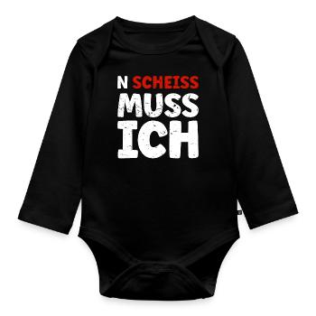 N Scheiss muss ich - Baby Bio-Langarm-Body - Schwarz - Vorne