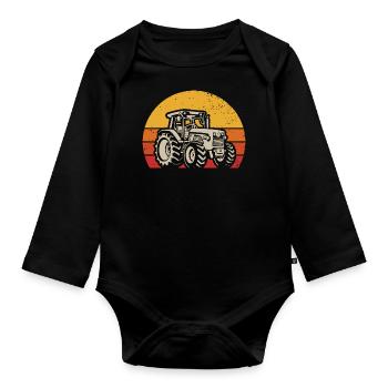Tractor Farmer Agriculture Farming Farm Rancher - Organic Longsleeve Baby Bodysuit - black - Front