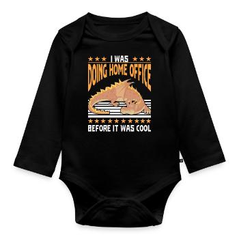 I was doing home office before it was cool - Organic Longsleeve Baby Bodysuit - black - Front