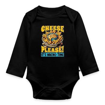 Nachos Cheese Please It's Nacho Time Food Lover - Organic Longsleeve Baby Bodysuit - black - Front