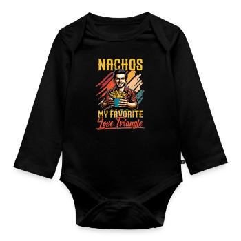 Nachos My Favorite Love Triangle Tortilla Chips - Baby Bio-Langarm-Body - Schwarz - Vorne