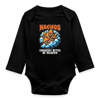Nachos Crunchy Bites Of Heaven Nacho Cheese Lover - Organic Longsleeve Baby Bodysuit - black - Front