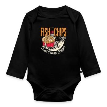 Fish And Chips A Classic That British Delicacy - Baby Bio-Langarm-Body - Schwarz - Vorne