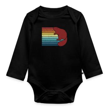 Retro Castor Canadensis North American Eurasian - Organic Longsleeve Baby Bodysuit - black - Front