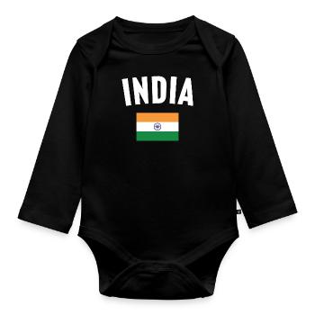 Drapeau de l’Inde - Body Bébé bio manches longues - noir - Devant
