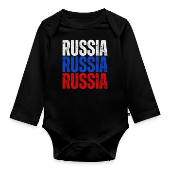 Drapeau de la Russie, fierté russe - Body Bébé bio manches longues - noir - Devant