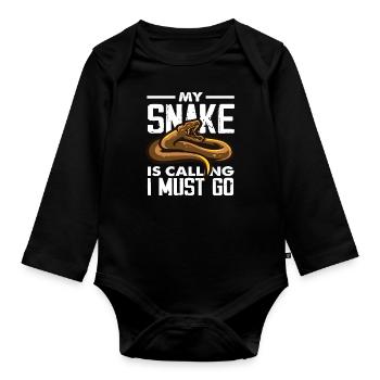 Snake Snake Owner - Organic Longsleeve Baby Bodysuit - black - Front