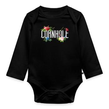 Joueur de sac de haricots de l’équipe Cornhole - Body Bébé bio manches longues - noir - Devant
