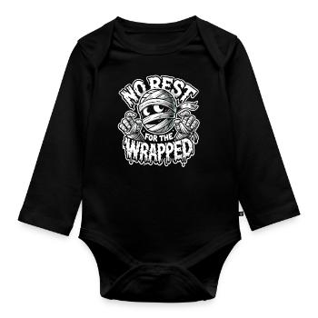 Mummy Unwrapped Halloween Shirt - Organic Longsleeve Baby Bodysuit - black - Front