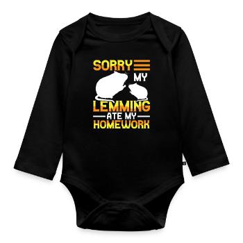 Lemming has eaten homework Vole - Organic Longsleeve Baby Bodysuit - black - Front