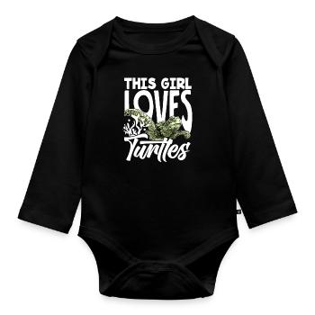 Tortue Tortue Mer Cadeau - Body Bébé bio manches longues - noir - Devant