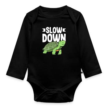 Tortue Tortue Mer Cadeau - Body Bébé bio manches longues - noir - Devant