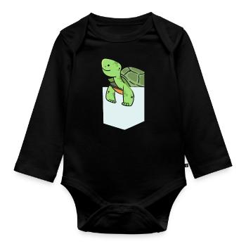 Tortue Tortue Mer Cadeau - Body Bébé bio manches longues - noir - Devant