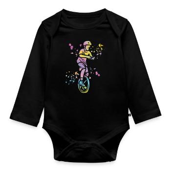 Einradfahrer Einradfahren Einrad - Baby Bio-Langarm-Body - Schwarz - Vorne