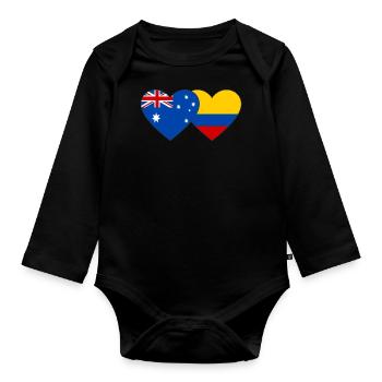 Drapeau de l’Australie et de la Colombie - Body Bébé bio manches longues - noir - Devant