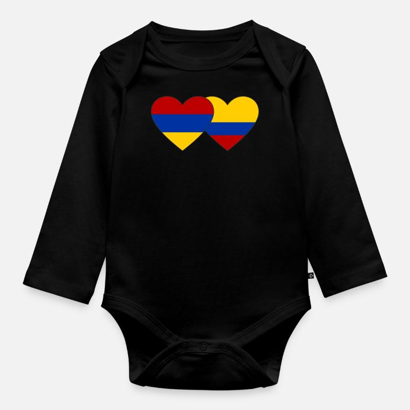 Arménie Colombie Drapeau Coeur - Body Bébé bio manches longues - noir
