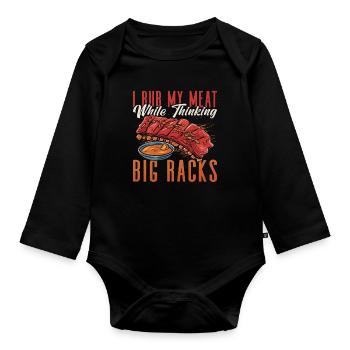 Ribs Barbecue I Rub My Meat While Grilled Meat - Baby Bio-Langarm-Body - Schwarz - Vorne