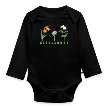 Blume - Baby Bio-Langarm-Body - Schwarz - Vorne