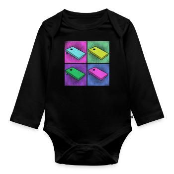 Joueur de sac de haricots de l’équipe Cornhole - Body Bébé bio manches longues - noir - Devant