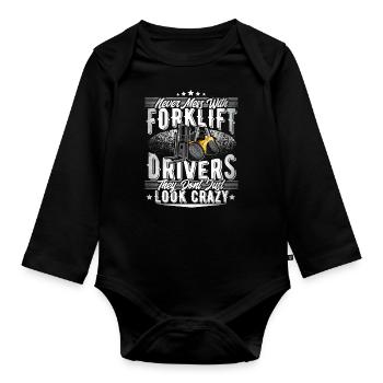 Forklift driver - Organic Longsleeve Baby Bodysuit - black - Front