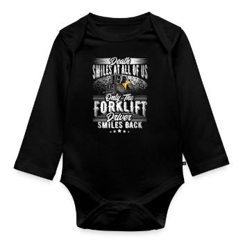 Forklift driver - Organic Longsleeve Baby Bodysuit - black - Front