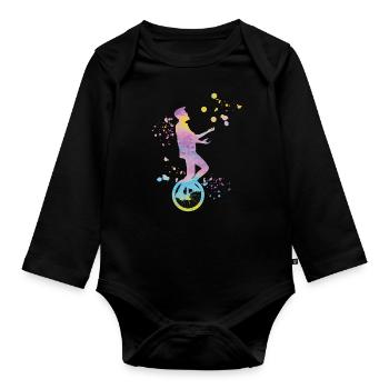Einradfahrer Einradfahren Einrad - Baby Bio-Langarm-Body - Schwarz - Vorne