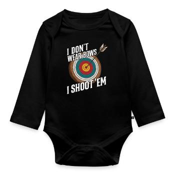 I Don't Wear Bows I Shoot Them Bogenschütze - Baby Bio-Langarm-Body - Schwarz - Vorne