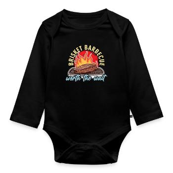 Brisket Barbecue Worth The Wait Grilled Meat Lover - Organic Longsleeve Baby Bodysuit - black - Front