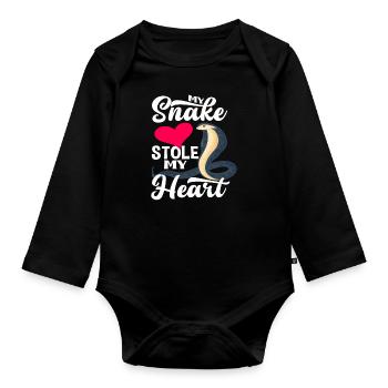 Amour Cœur Serpent - Body Bébé bio manches longues - noir - Devant