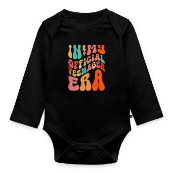 Teenager Teenie Teen Teens Teeny Geschenk - Baby Bio-Langarm-Body - Schwarz - Vorne