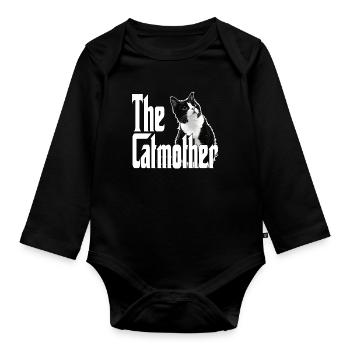 Chat Maman La Catmère Chat Folle Chat Mère Kitty Maman - Body Bébé bio manches longues - noir - Devant