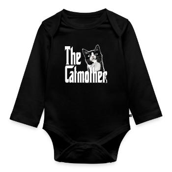Chat Maman La Catmère Chat Folle Chat Mère Kitty Maman - Body Bébé bio manches longues - noir - Devant