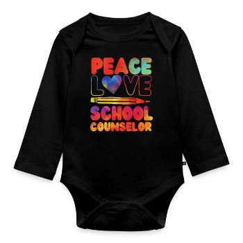 conseillère scolaire fille aquarelle - Body Bébé bio manches longues - noir - Devant