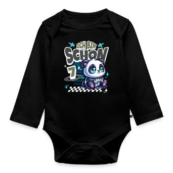 7. Geburtstag Kindergeburtstag Gaming Panda - Baby Bio-Langarm-Body - Schwarz - Vorne