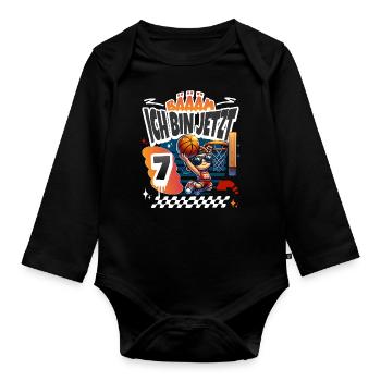 Basketball Bääm Ich Bin Jetzt 7. Geburtstag - Baby Bio-Langarm-Body - Schwarz - Vorne