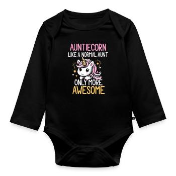 Tante, Tante, Licorne - Body Bébé bio manches longues - noir - Devant