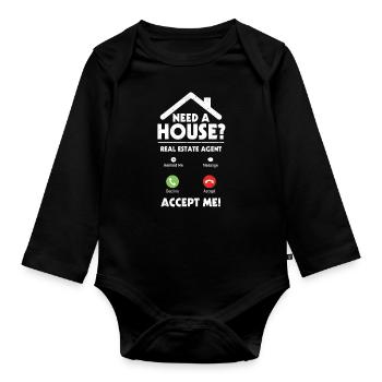 Realtor - Organic Longsleeve Baby Bodysuit - black - Front