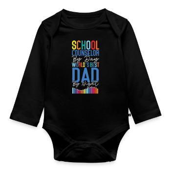 School Counselor Dad School - Organic Longsleeve Baby Bodysuit - black - Front