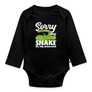 Snake Homework - Organic Longsleeve Baby Bodysuit - black - Front