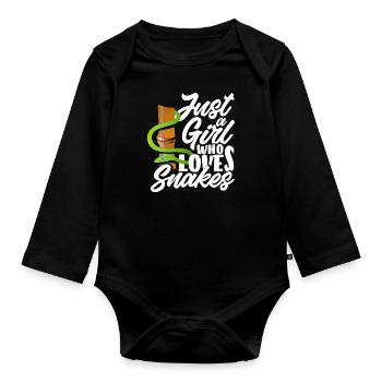 Snakes Snake Breeder Woman Girl - Organic Longsleeve Baby Bodysuit - black - Front