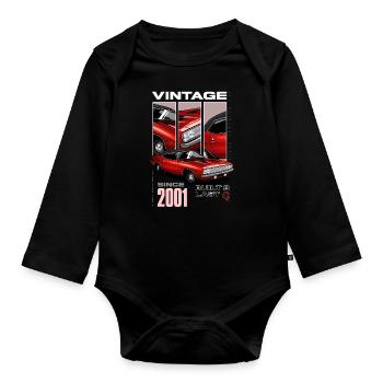Je ne suis pas vieux Je suis Voiture classique vintage Né en 2001 - Body Bébé bio manches longues - noir - Devant