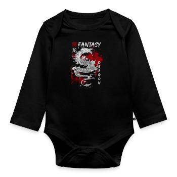Dragon China Tradition - Organic Longsleeve Baby Bodysuit - black - Front