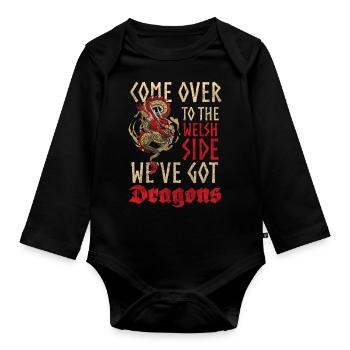 Drache Phantasie Märchen Asien - Baby Bio-Langarm-Body - Schwarz - Vorne