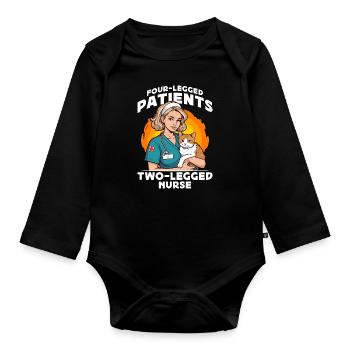 Veterinary Nurse Four-Legged Patients Veterinarian - Baby Bio-Langarm-Body - Schwarz - Vorne
