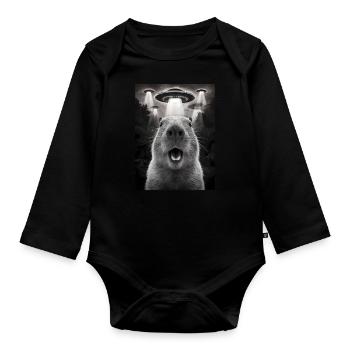 Capybara Selfie OVNI Extraterrestres Drôles D’animaux Photos - Body Bébé bio manches longues - noir - Devant