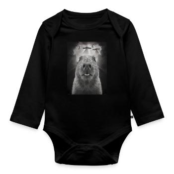 Capybara Selfie OVNI Extraterrestres Drôles D’animaux Photos - Body Bébé bio manches longues - noir - Devant